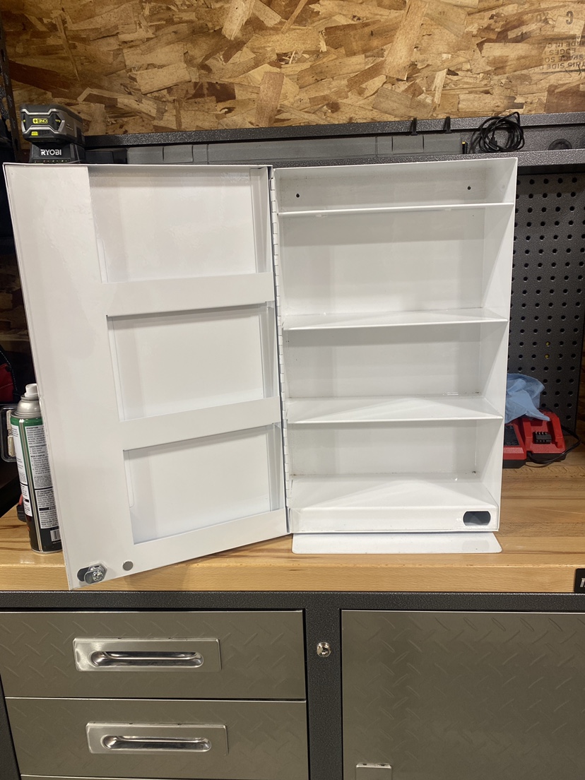White Metal Cabinet with Mirror Door - photo 2