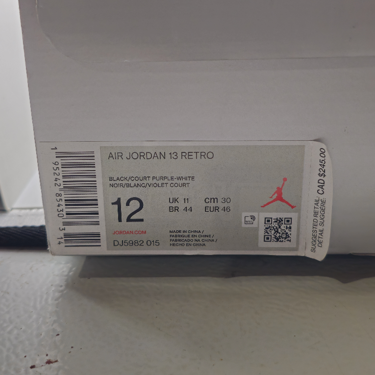 Air Jordan 13 Retro Black Court Purple Size 12 - photo 3