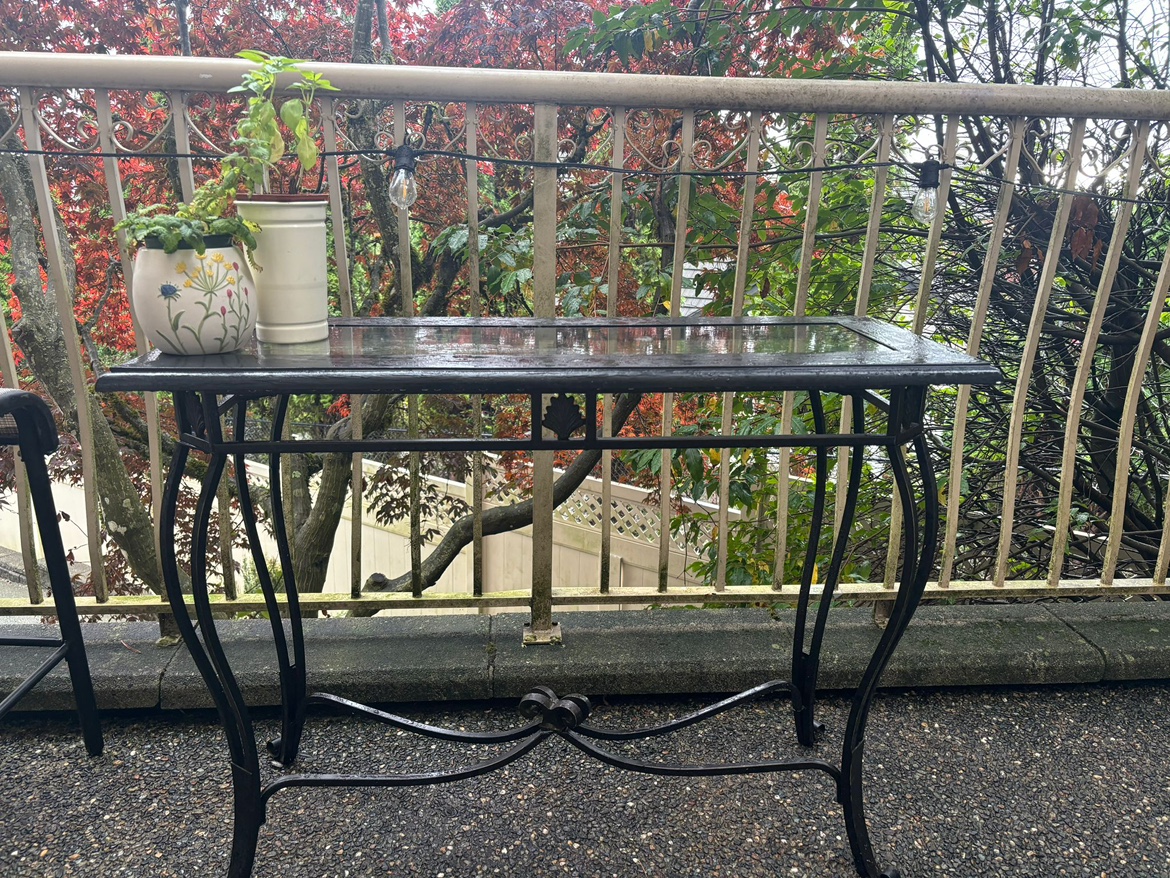 Wrought Iron&Wood Console Table with Glass Top - indoor/outdoor - photo 4