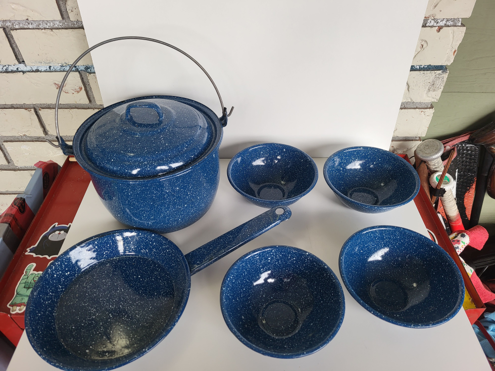Blue Enamel Camping Cookware