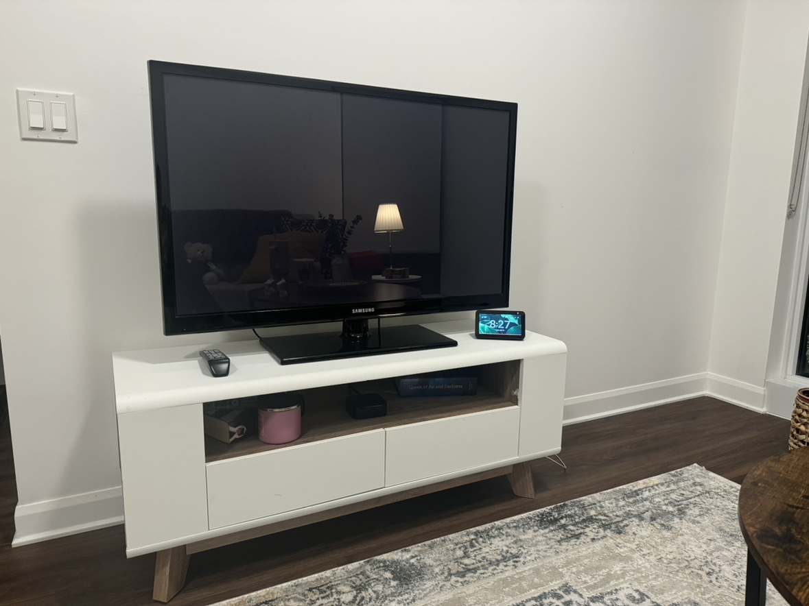 White TV Stand with Drawers