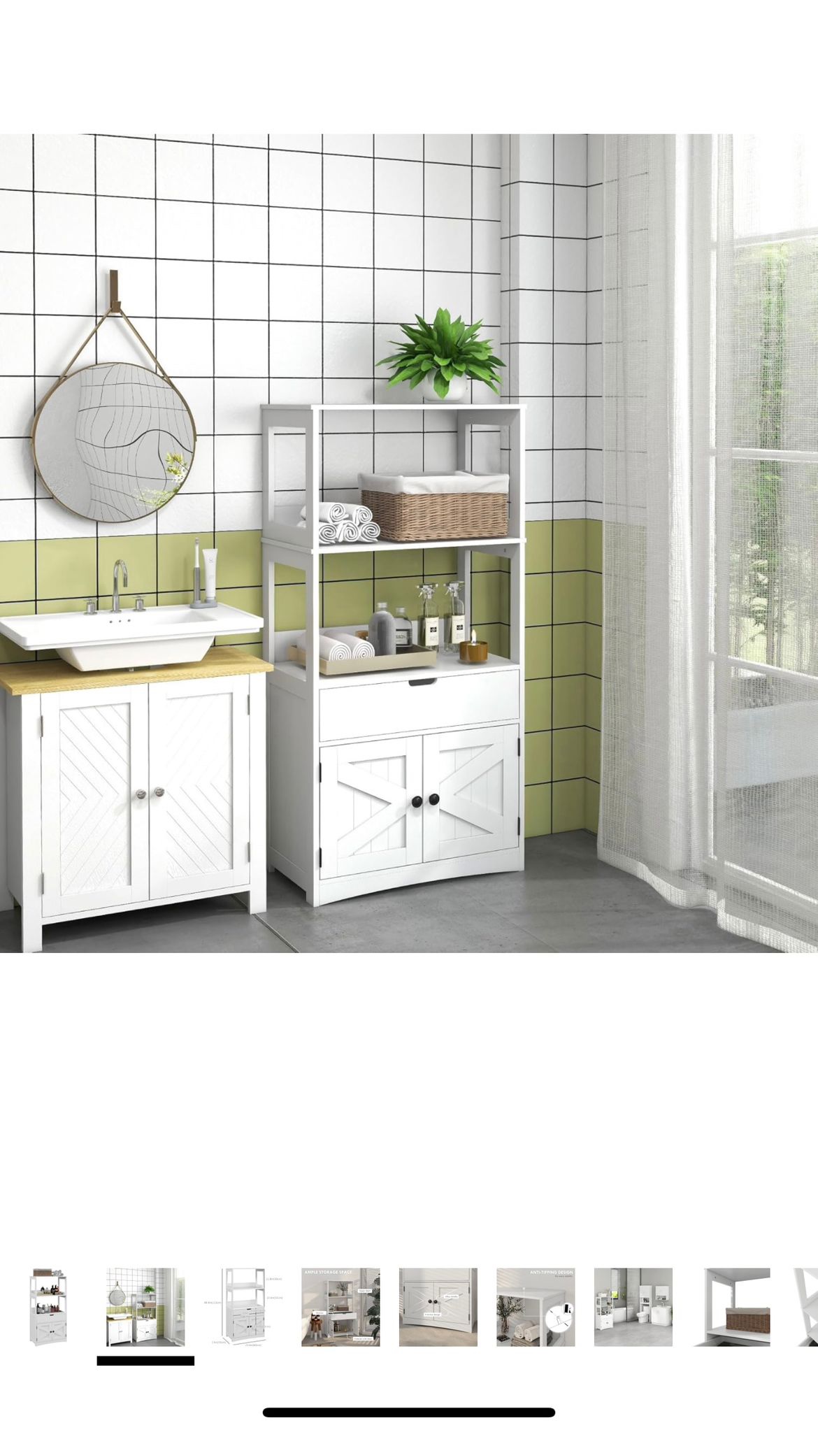 White Bathroom Storage Cabinet - photo 2