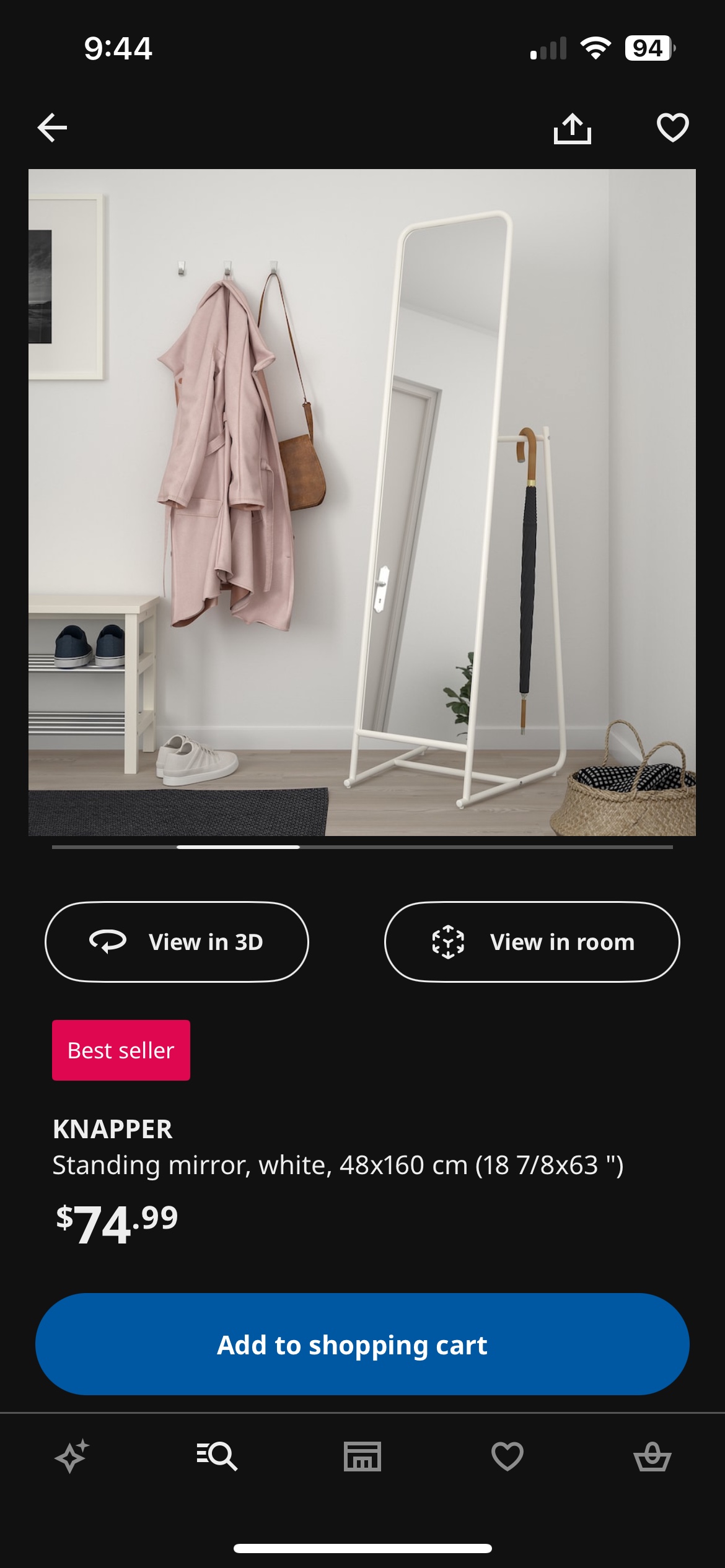 IKEA KNAPPER Full Length Standing Mirror - photo 2
