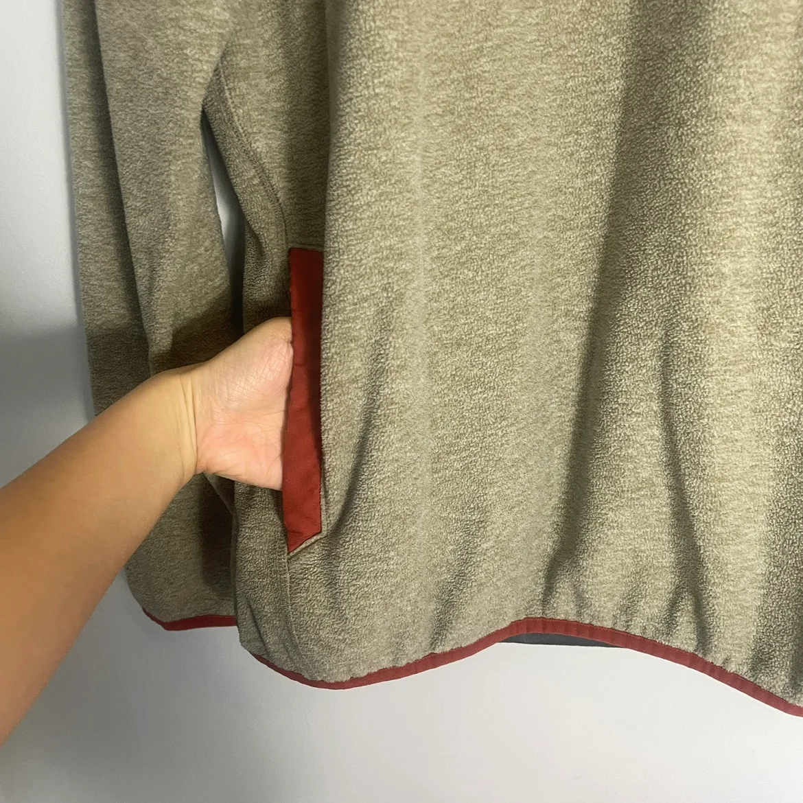 Eddie Bauer Men's Brown Snap Fleece Pullover Sweater Size Large image indicator(4)