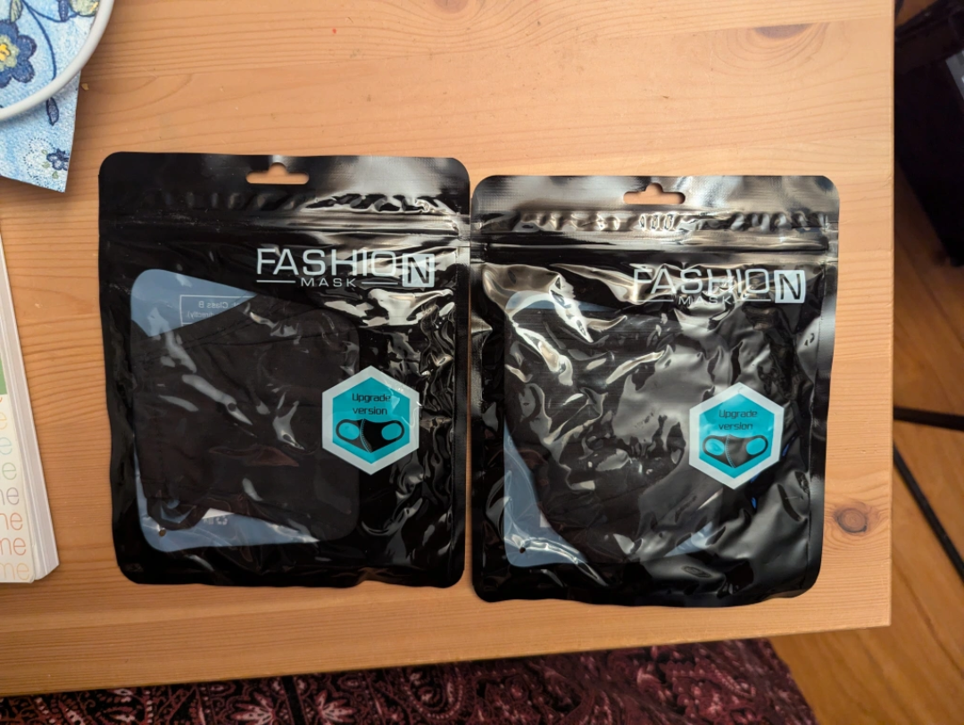 2 Black Reusable Face Masks