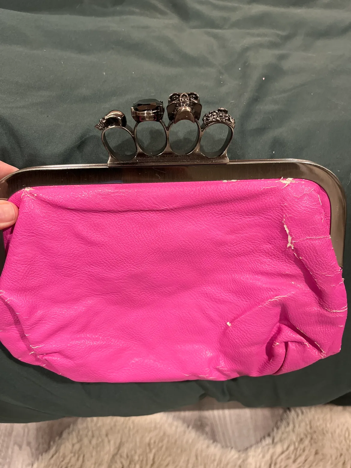 Pink Skull brass knuckles Clutch (frame) thumbnail