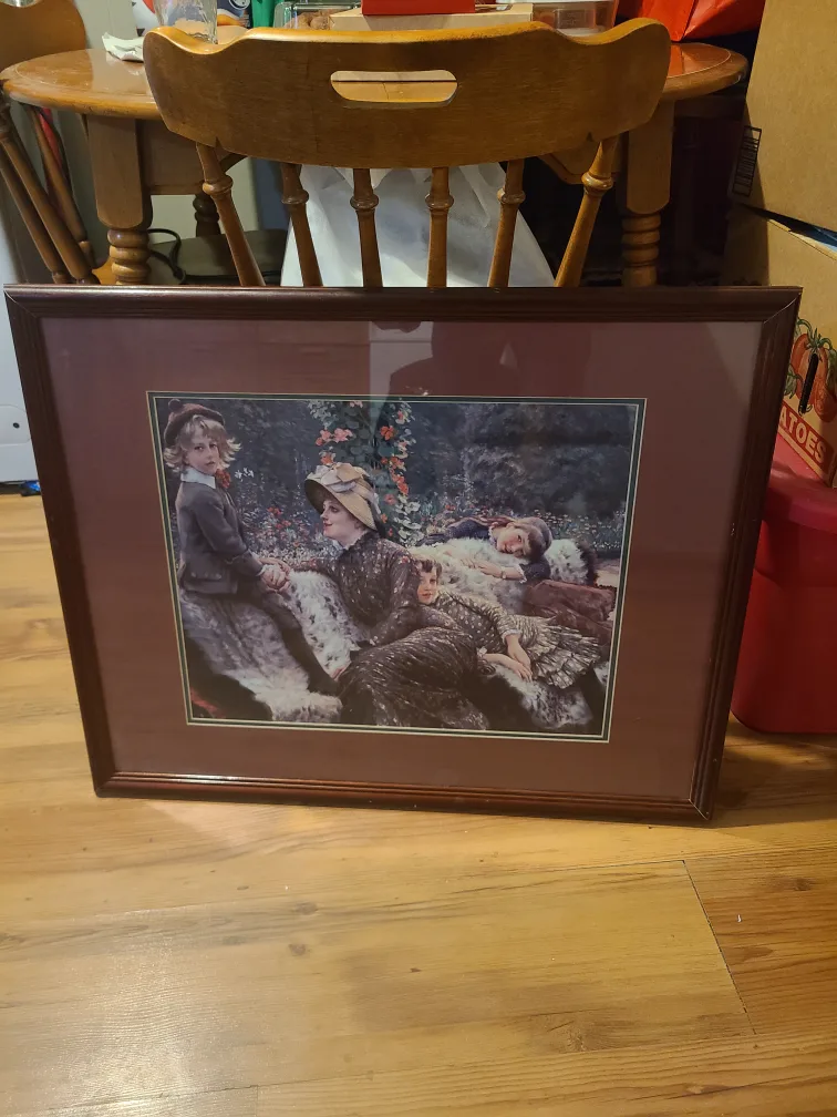 Framed Painting of Children in Garden thumbnail