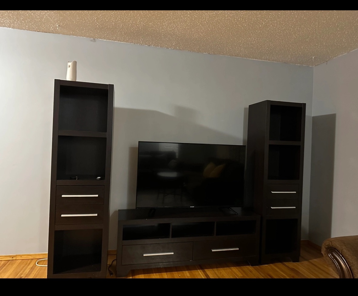 Black TV Stand with Side Cabinets