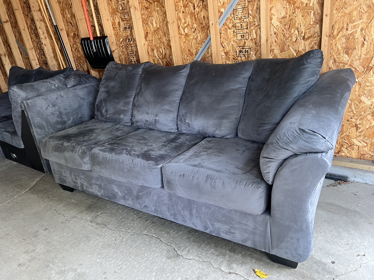 Greyish Blue L Shaped Chaise Sectional & Arm Chair - photo 3