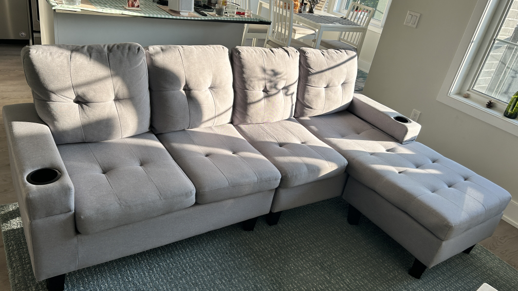 Grey Sectional Sofa with Ottoman