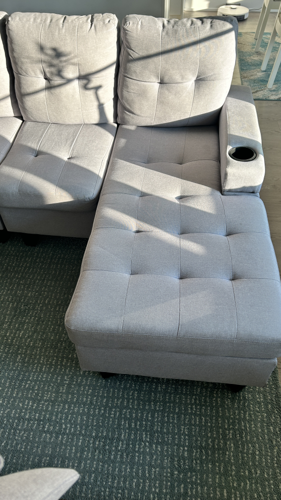Grey Sectional Sofa with Ottoman - photo 2