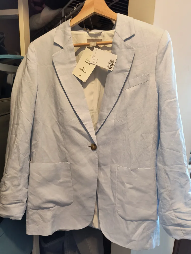 H&M Blue Linen Blazer thumbnail