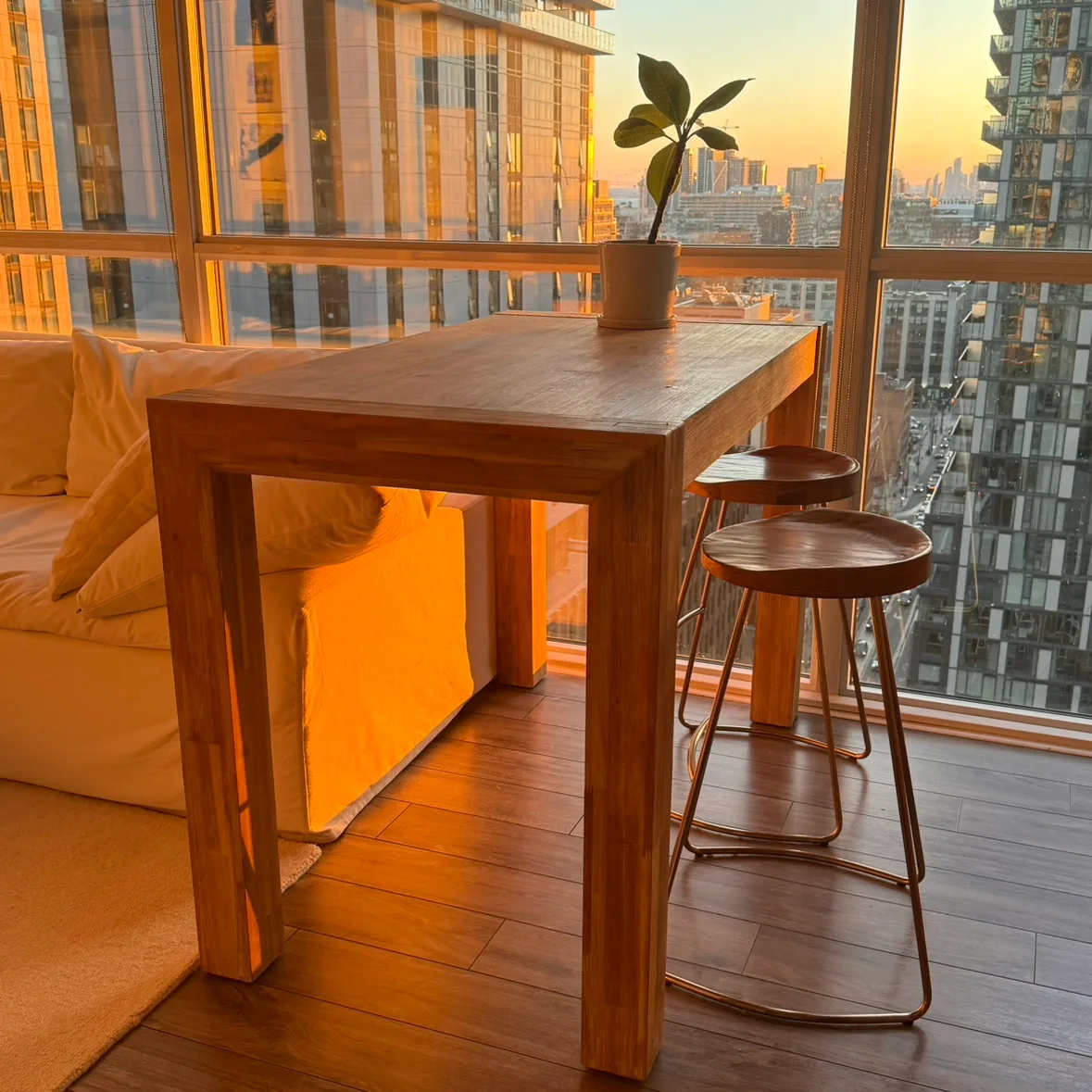 Real Wood Bar Table & 2 Elm Wood + Metal Bar Stools thumbnail