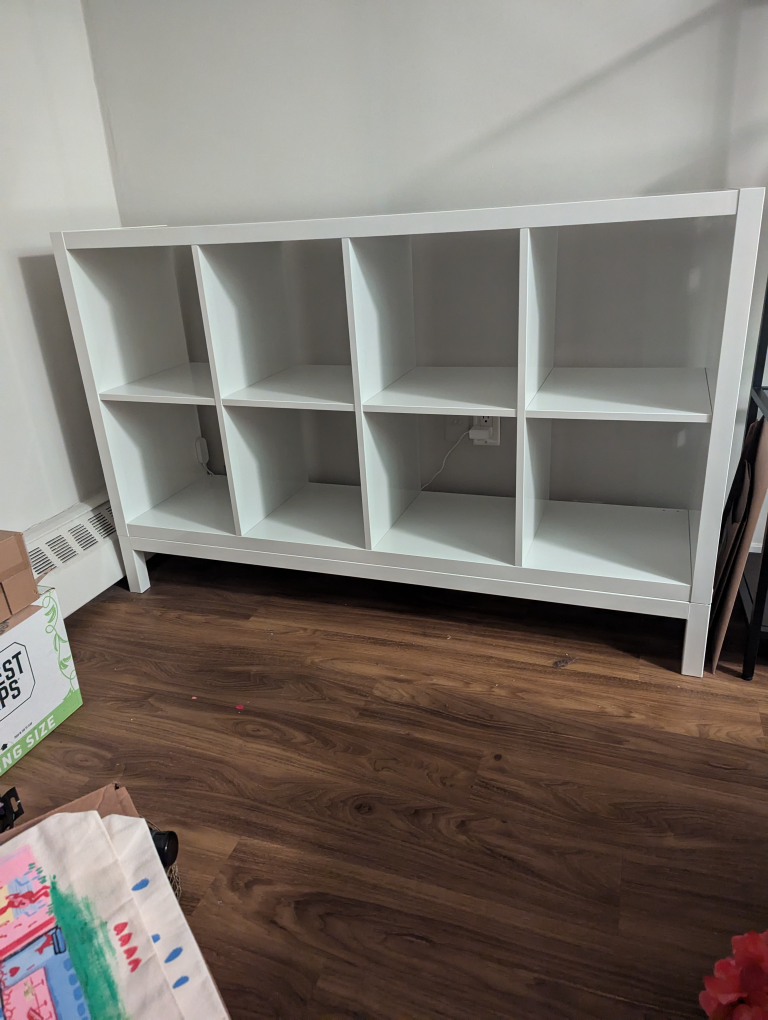 IKEA White 6 Cube Storage Shelf & Horizontal Stand