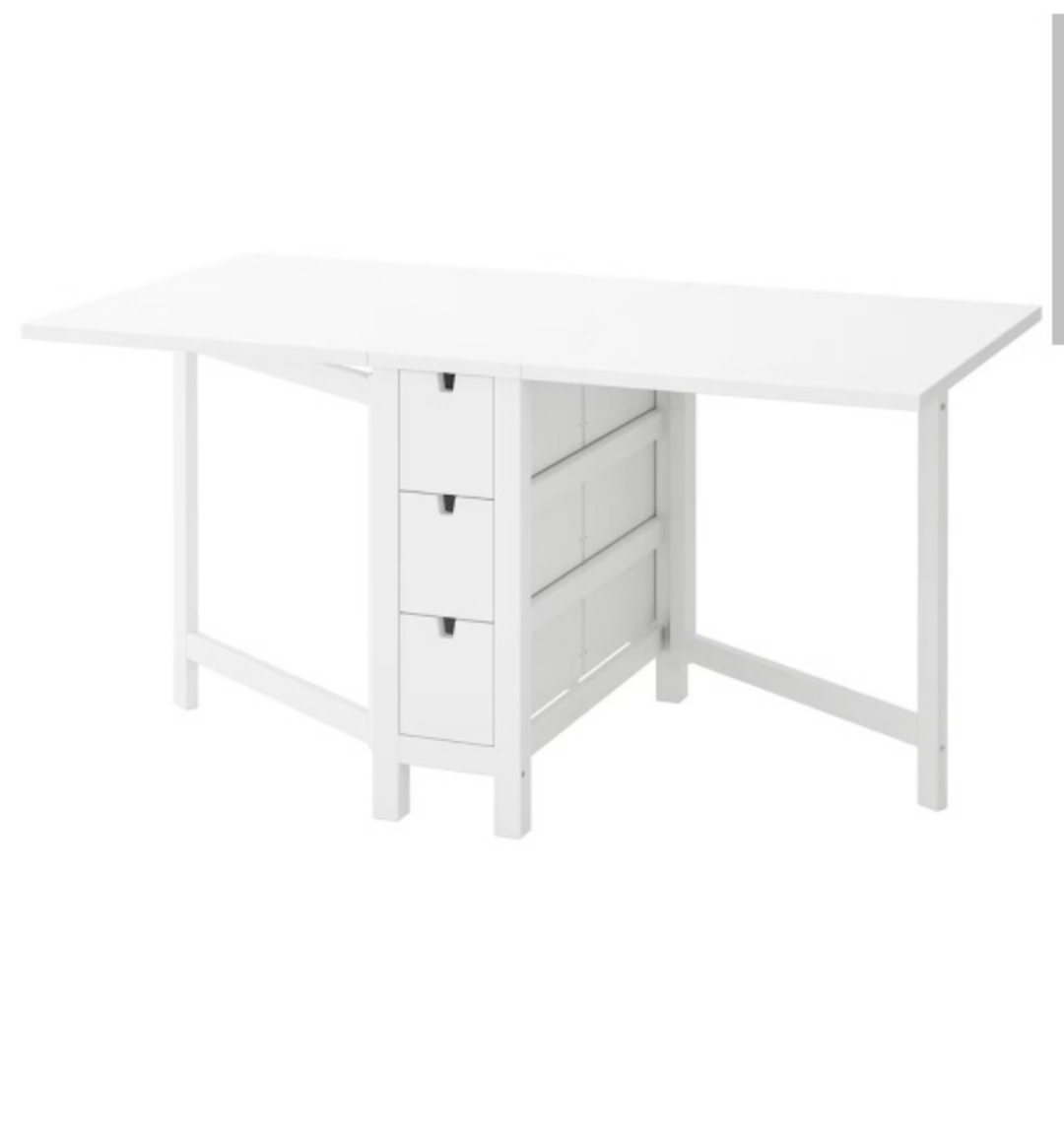 White Fold-Away Table with Storage - photo 3