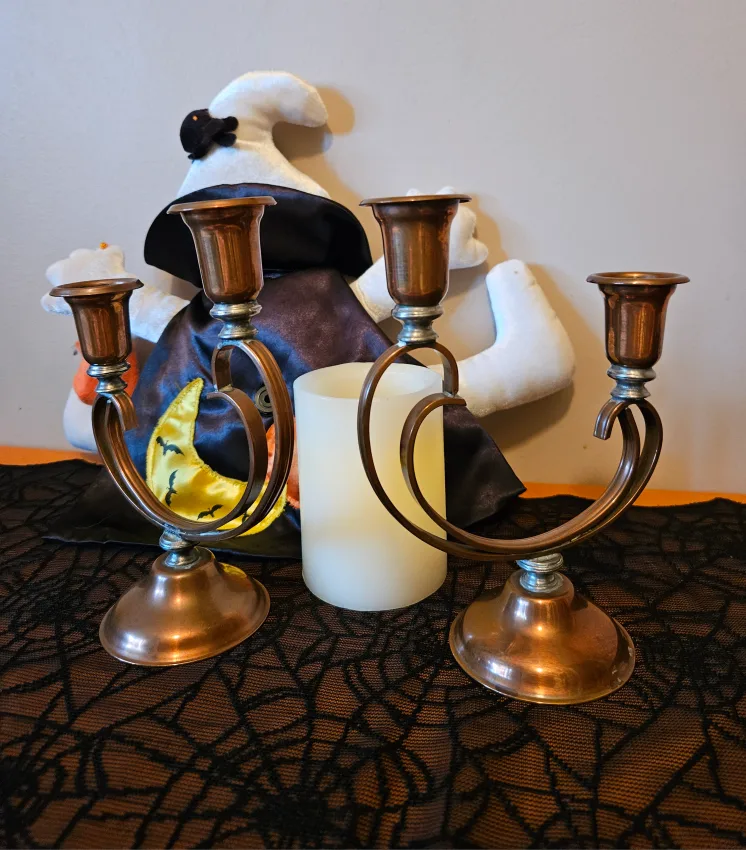 Vintage Venetian Copper Candelabras with Pewter Accents �🕯 image indicator(8)