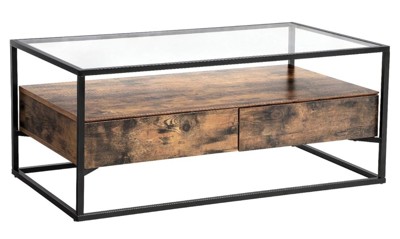 Glass Top Coffee Table with Storage Drawers - photo 3