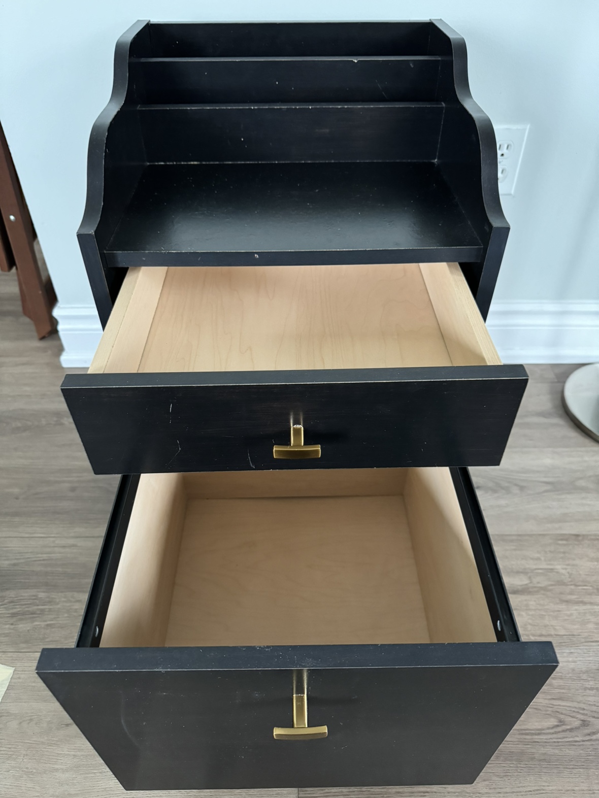 Black night stand with 2 drawers. - photo 3