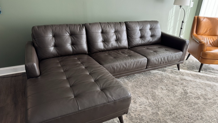 Brown Leather Sectional Sofa - photo 3