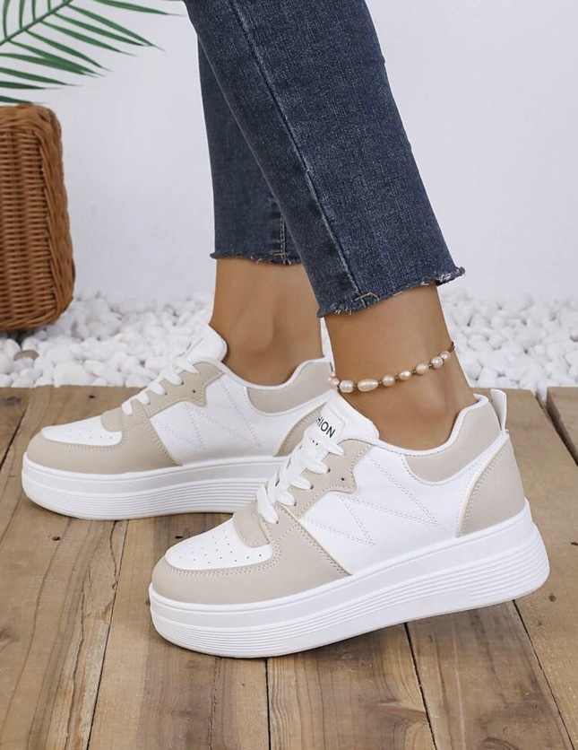 White and Beige Platform Sneakers - photo 2
