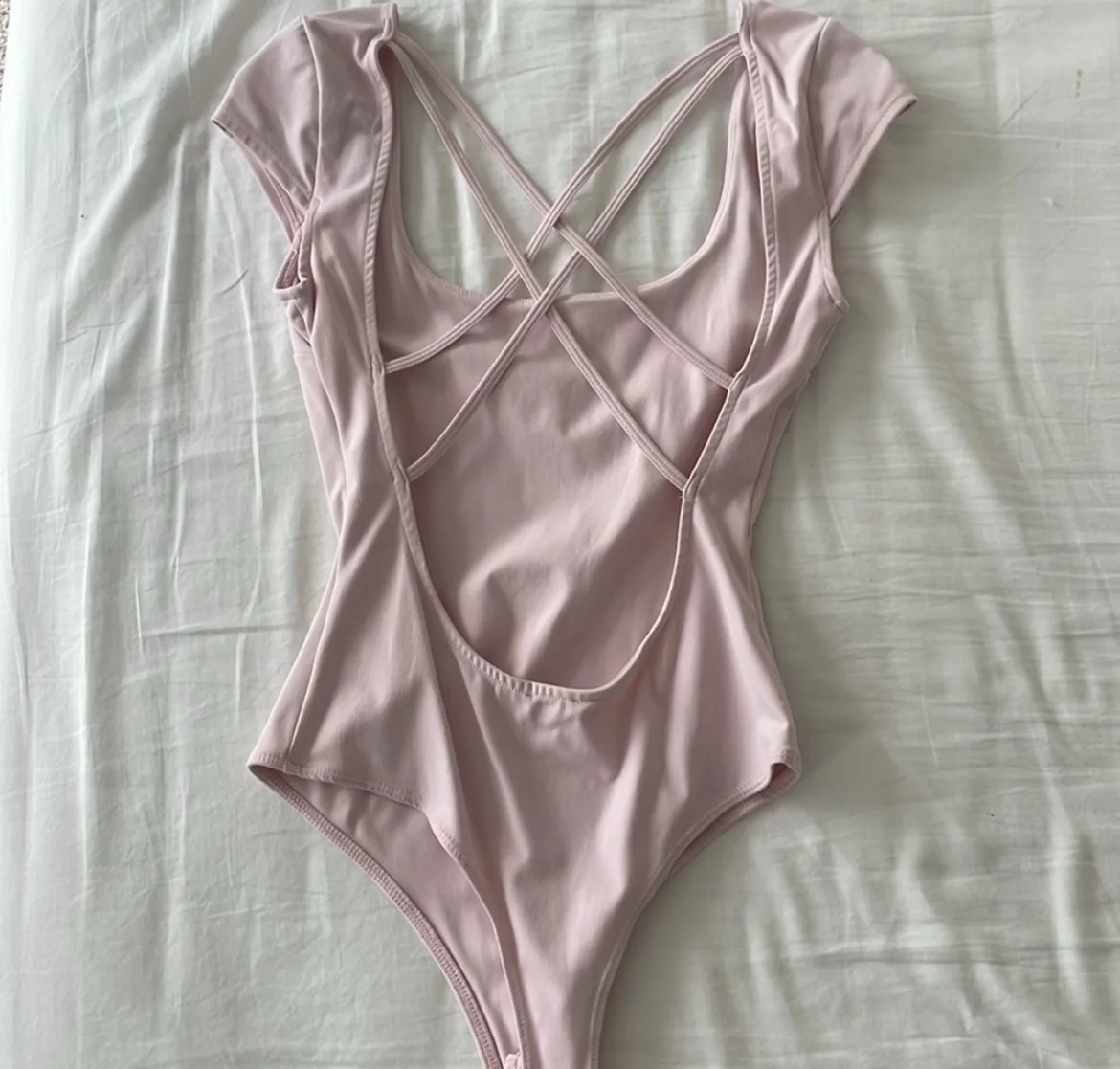 Pink Bodysuit with Criss-Cross Back thumbnail