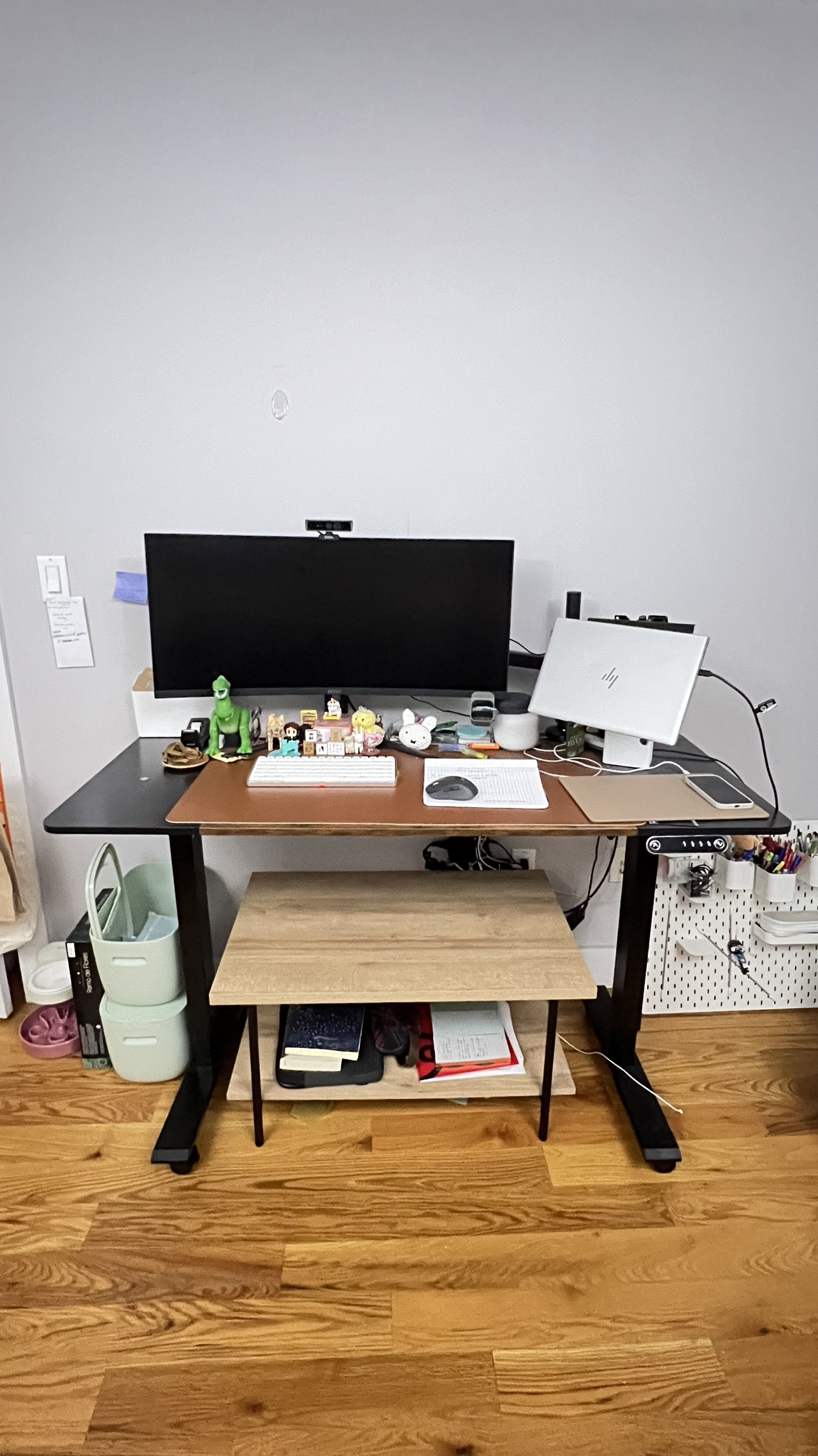 Electric Standing Desk and dual monitor stand