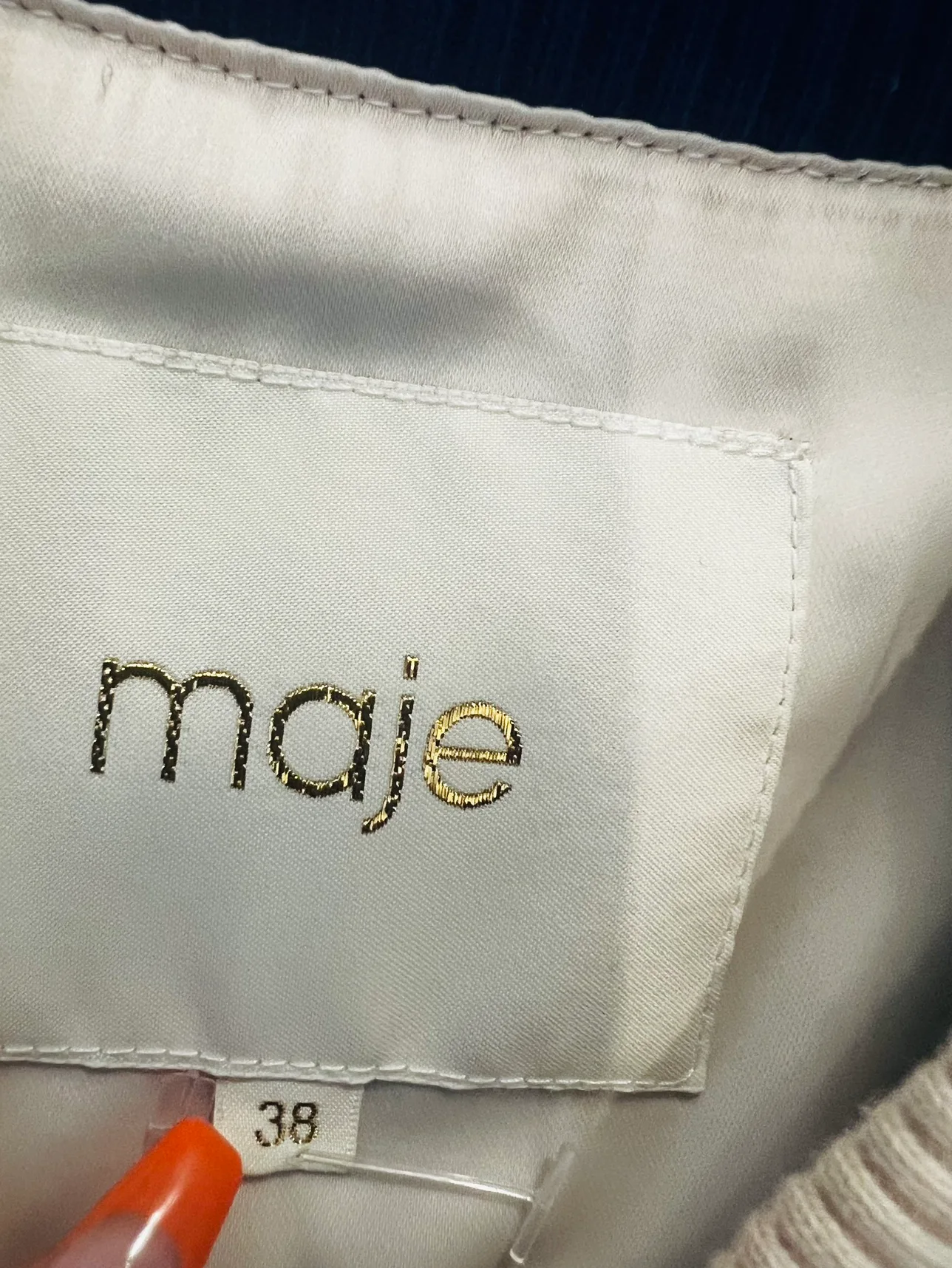 Maje Bacary Satin Blue Varsity Bomber Jacket image indicator(4)