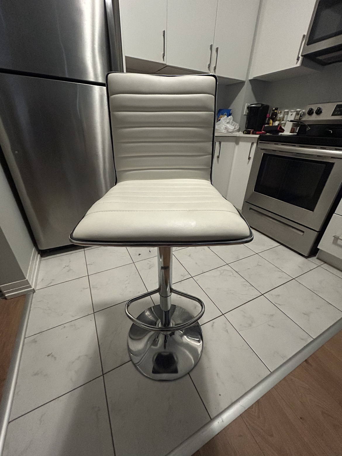 White Swivel Bar Stool