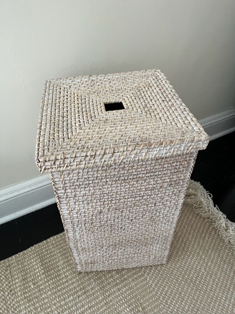 White Wicker Laundry Basket - photo 2