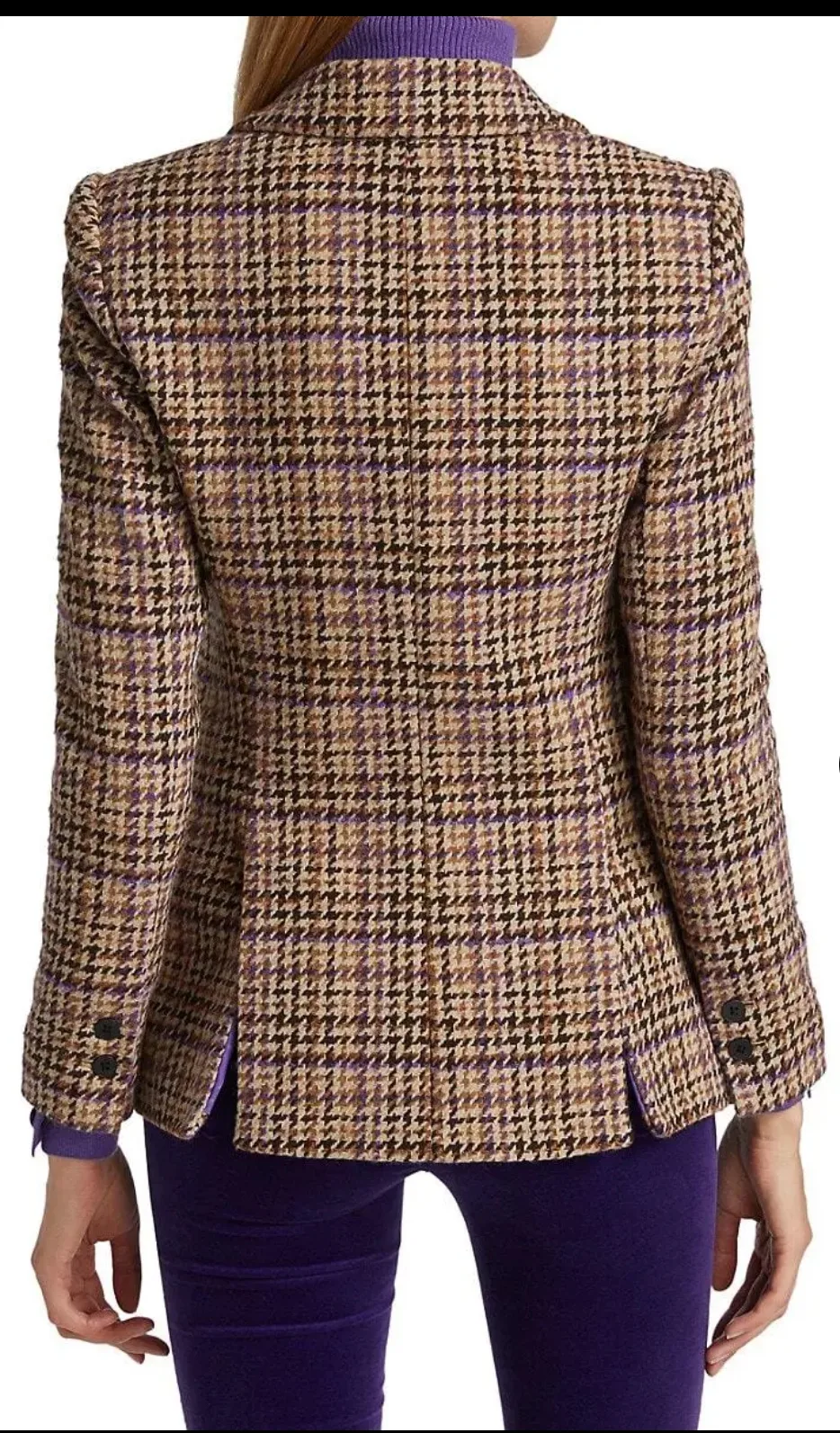L'AGENCE  Chamberlain Tweed Blazer - Tan Multi Twill Plaid image indicator(4)