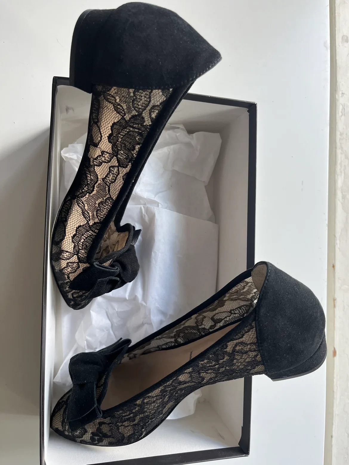 Ron White Black Lace Ballerina Flats image indicator(5)