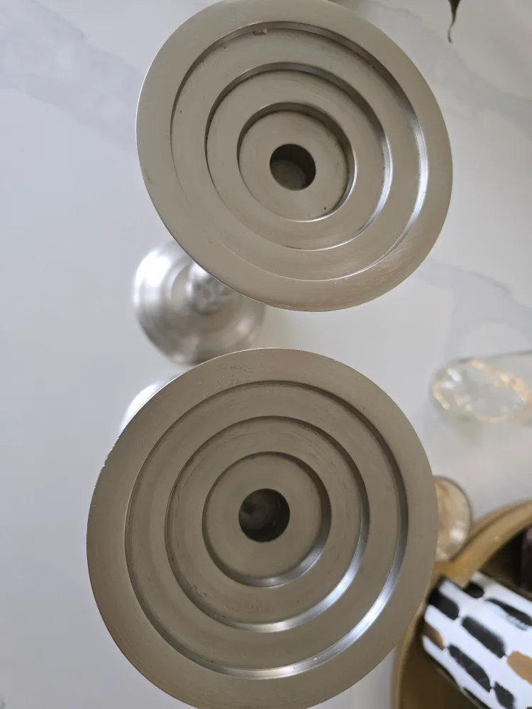 Modern Brushed Aluminum Candle Holders - set of 2 image indicator(2)