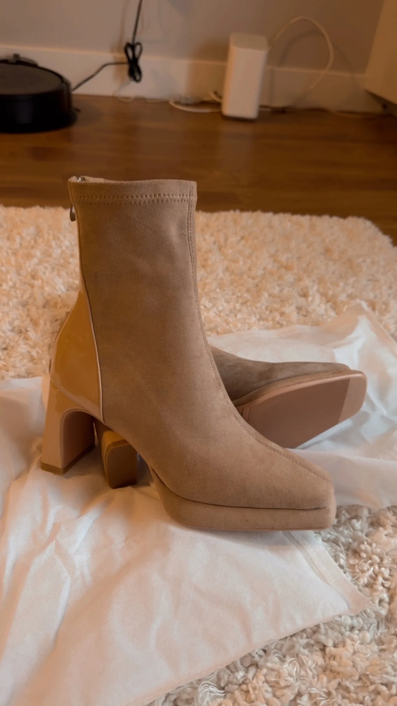 Suede Block Heel Booties image indicator(2)