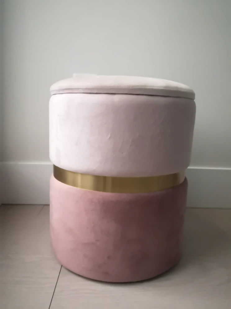 Pink Velvet Storage Ottoman
