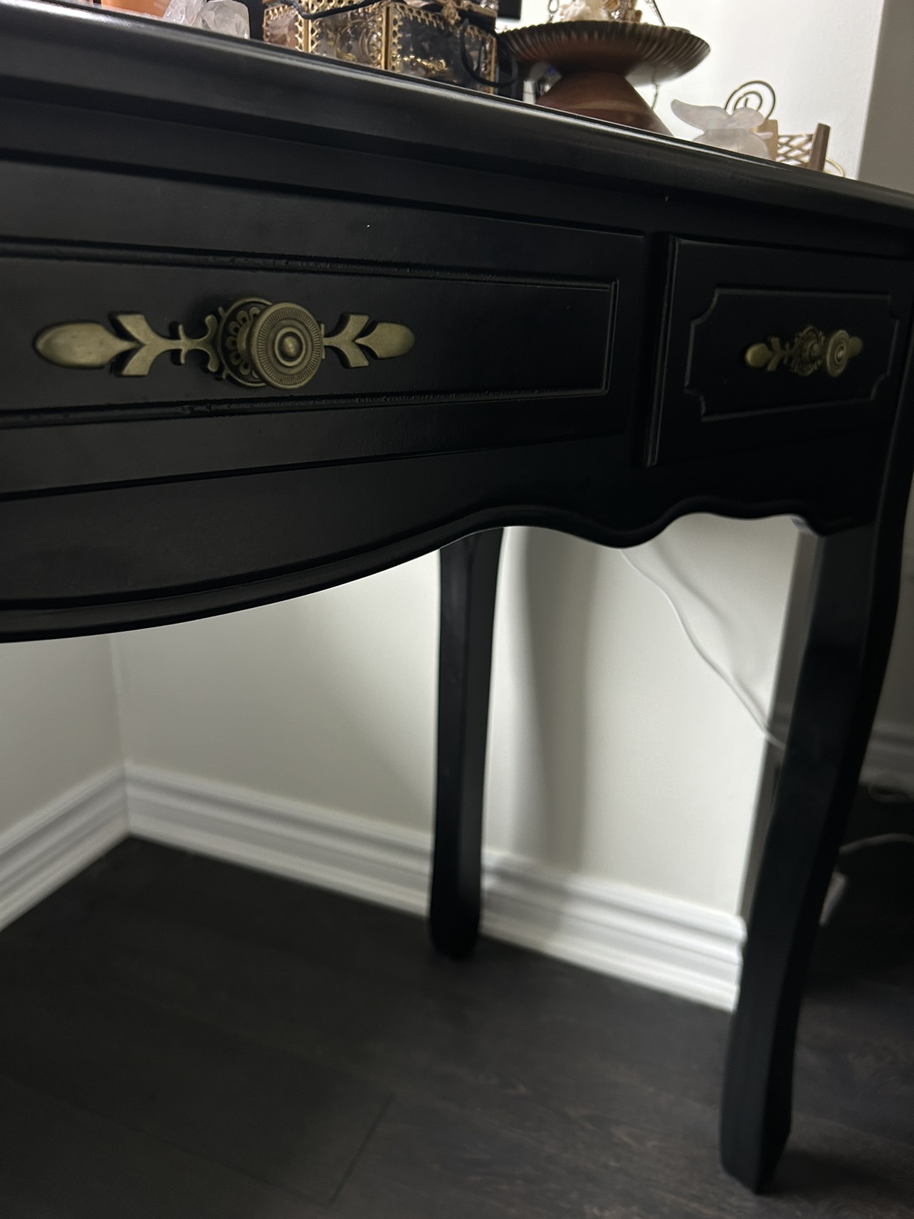 Black Vanity Desk with Mirror and Lights - photo 5