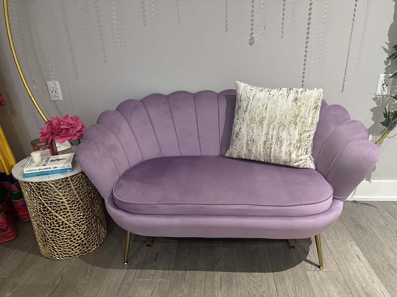 Purple Velvet Shell Sofa