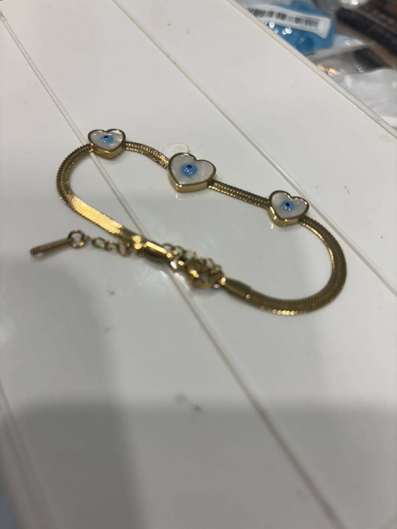 Gold Evil Eye Heart Bracelet