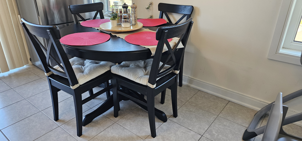 Ikea INGATORP dining table with 4 INGOLF IKEA chairs
