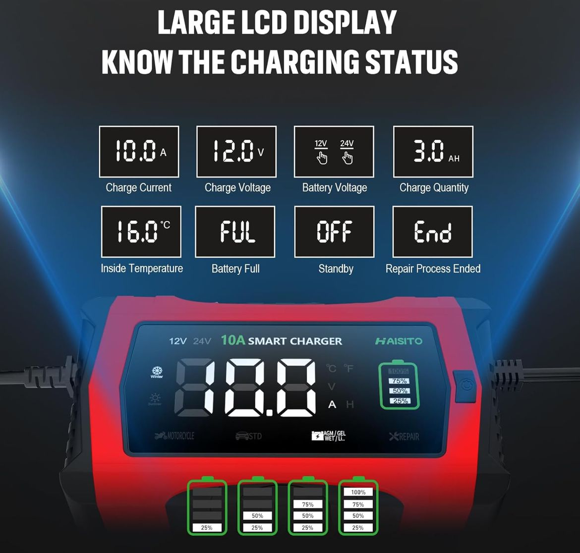 10A Smart Battery Charger and Maintainer - photo 3