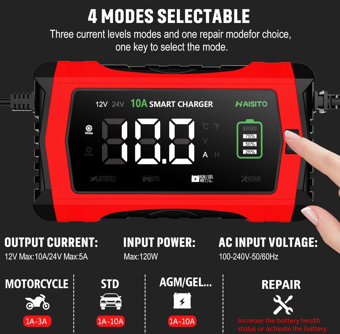 10A Smart Battery Charger and Maintainer - photo 4