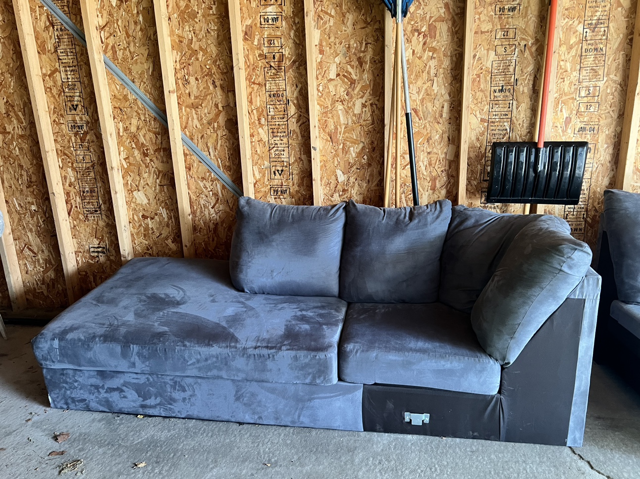 Greyish Blue L Shaped Chaise Sectional & Arm Chair - photo 2