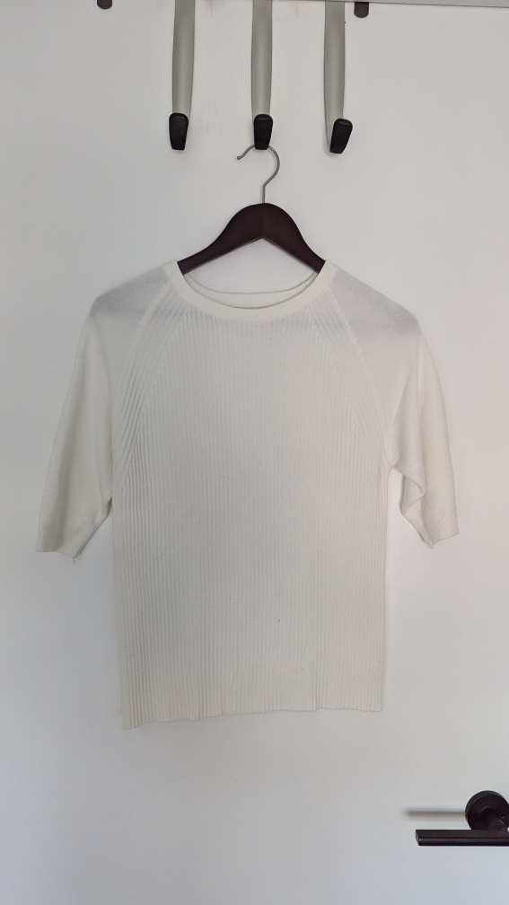 Thick White Ribbed Sweater