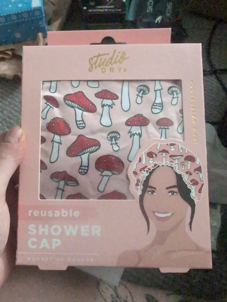 Cute Mushroom Pattern Reusable Shower Cap #freecycle thumbnail
