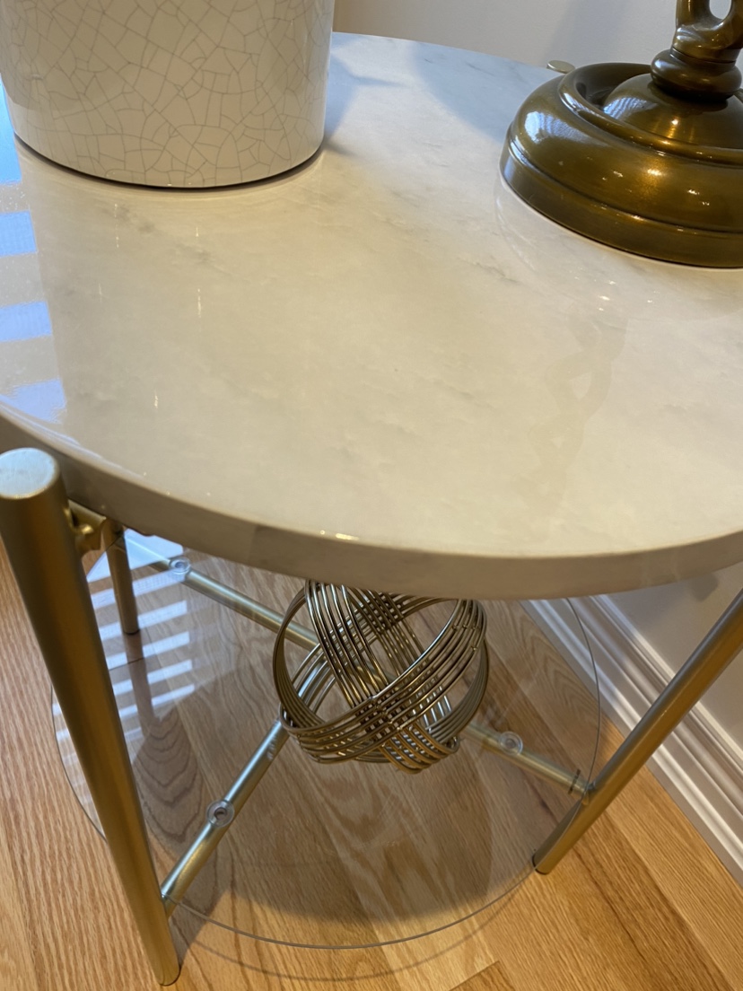 Faux Marble Round End Table - photo 2