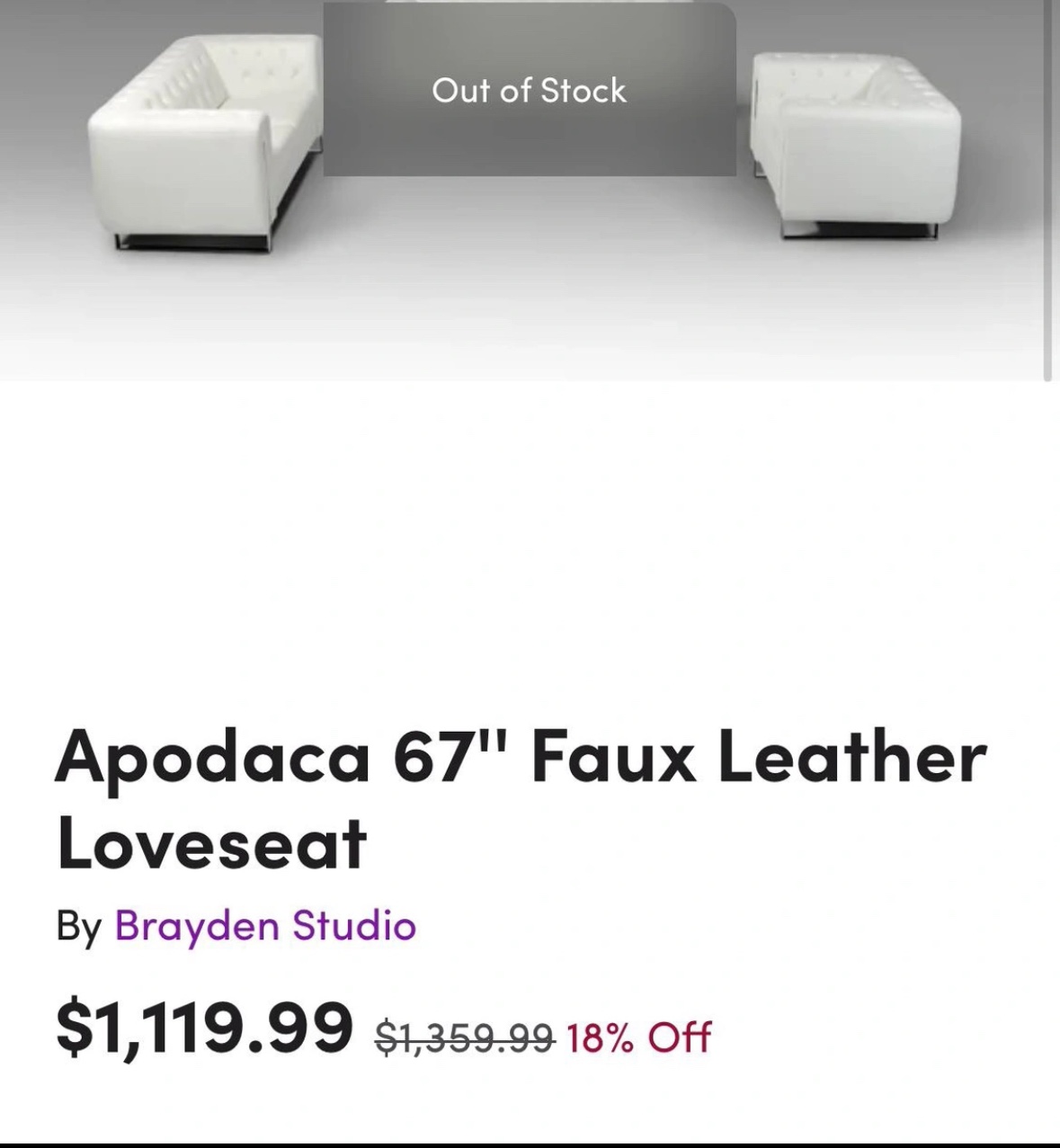 White Sofa ( premium leather loveseat) - photo 4