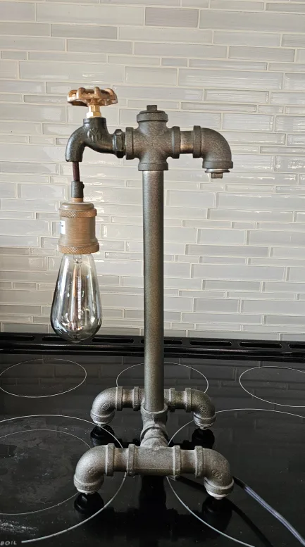 Steam Punk Industrial Pipe Faucet Table Lamp image indicator(2)