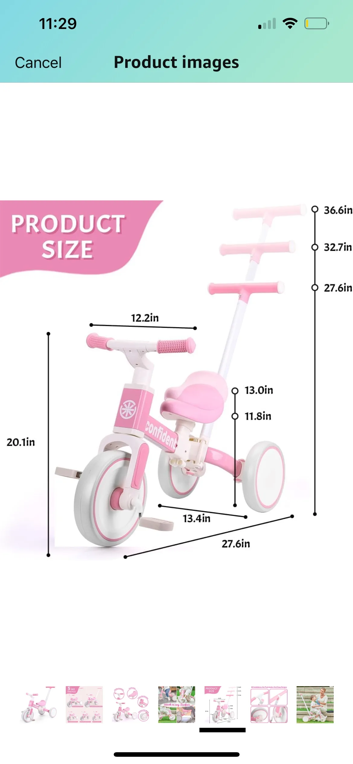 🥕Open box🥕 Tricycles for kids, 5 in 1 Toddler Balance Bike image indicator(10)