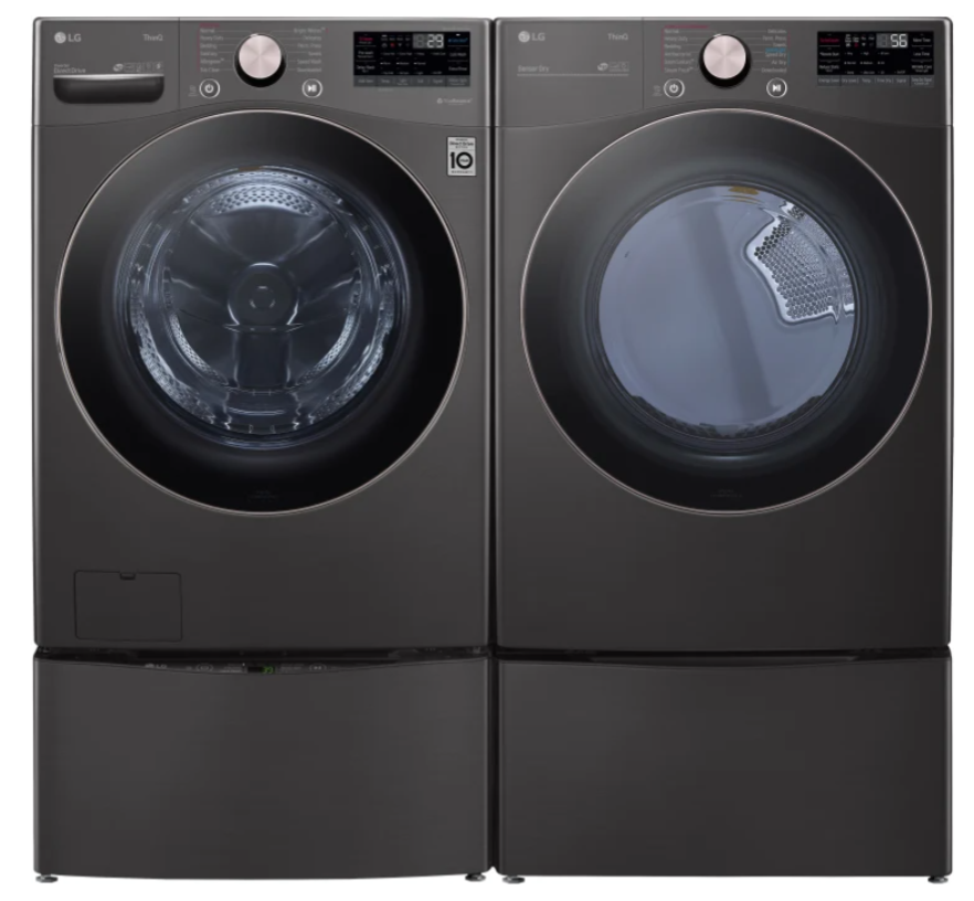 LG Washer and Dryer Set - front load with pedestals