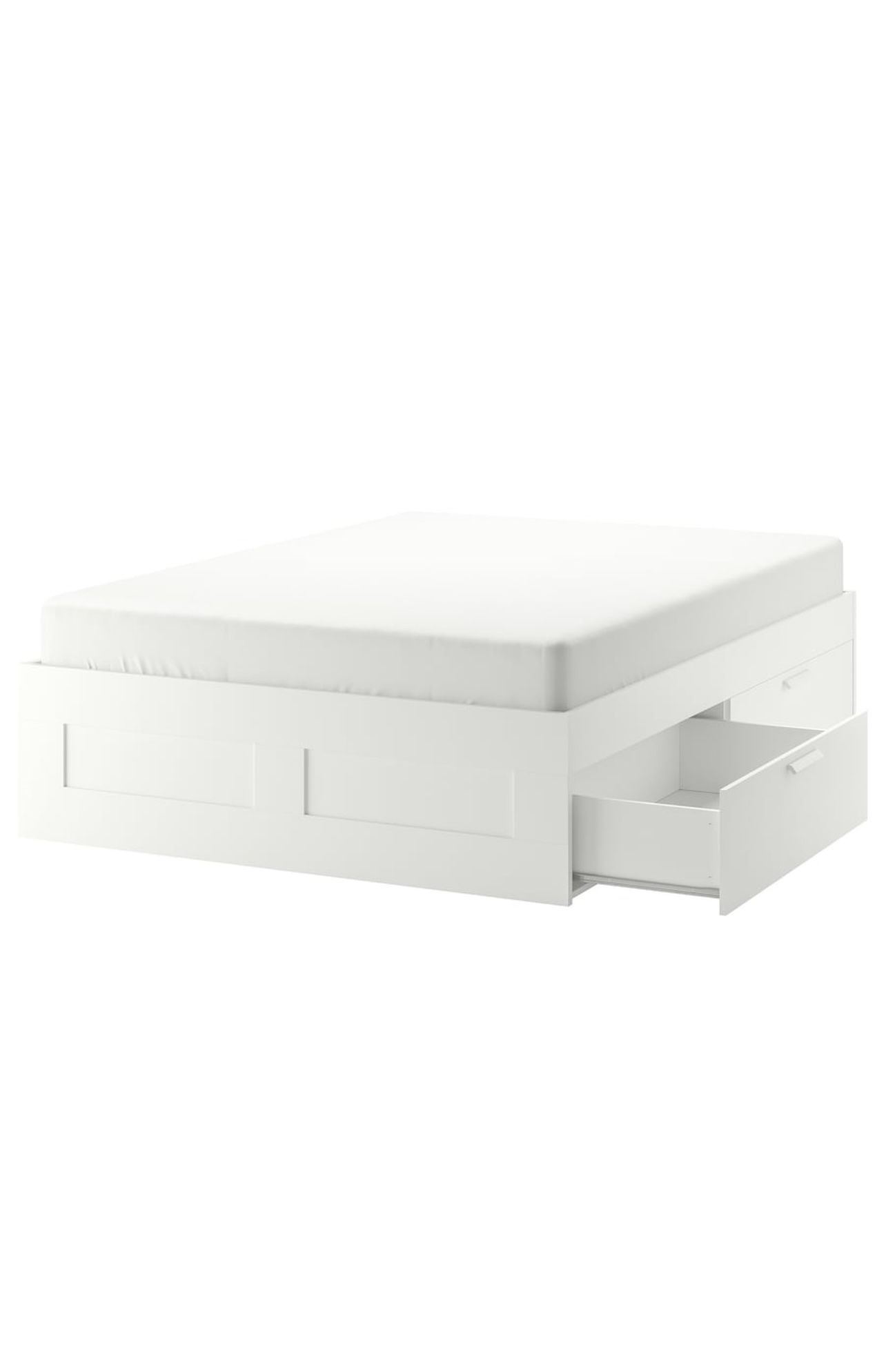 Ikea BRIMNES White Full Bed Frame with Storage Drawers