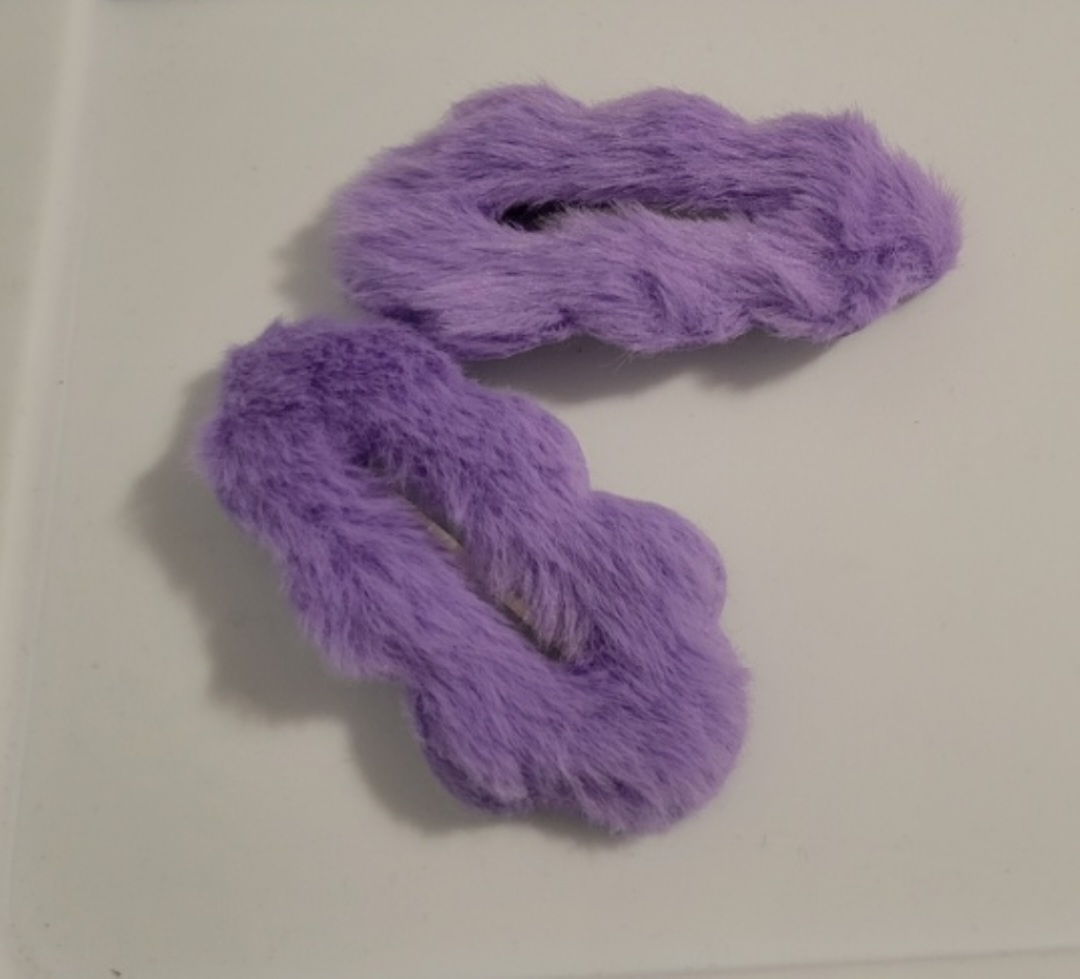 Purple Fuzzy Hair Clips